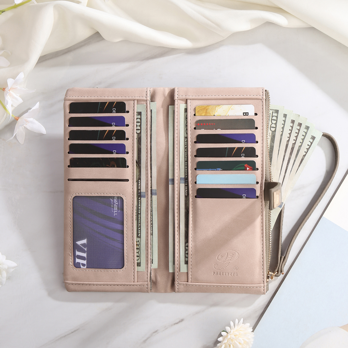 Cartera, billetera con 1 nombre y 1 flor de nacimiento personalizados monedero clásico para mujer-Jessemade ES