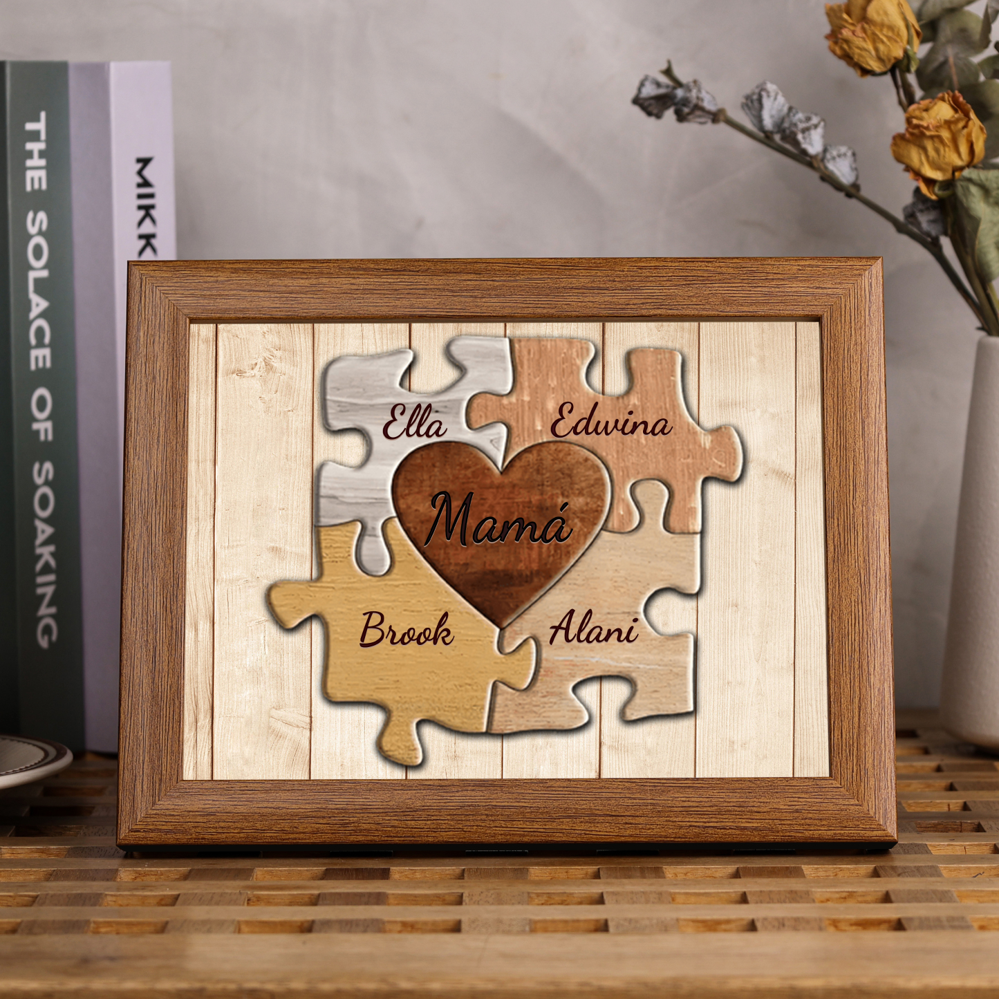 A mi mamá-Marco de 3-9 nombres personalizados rompecabezas de madera-Jessemade ES