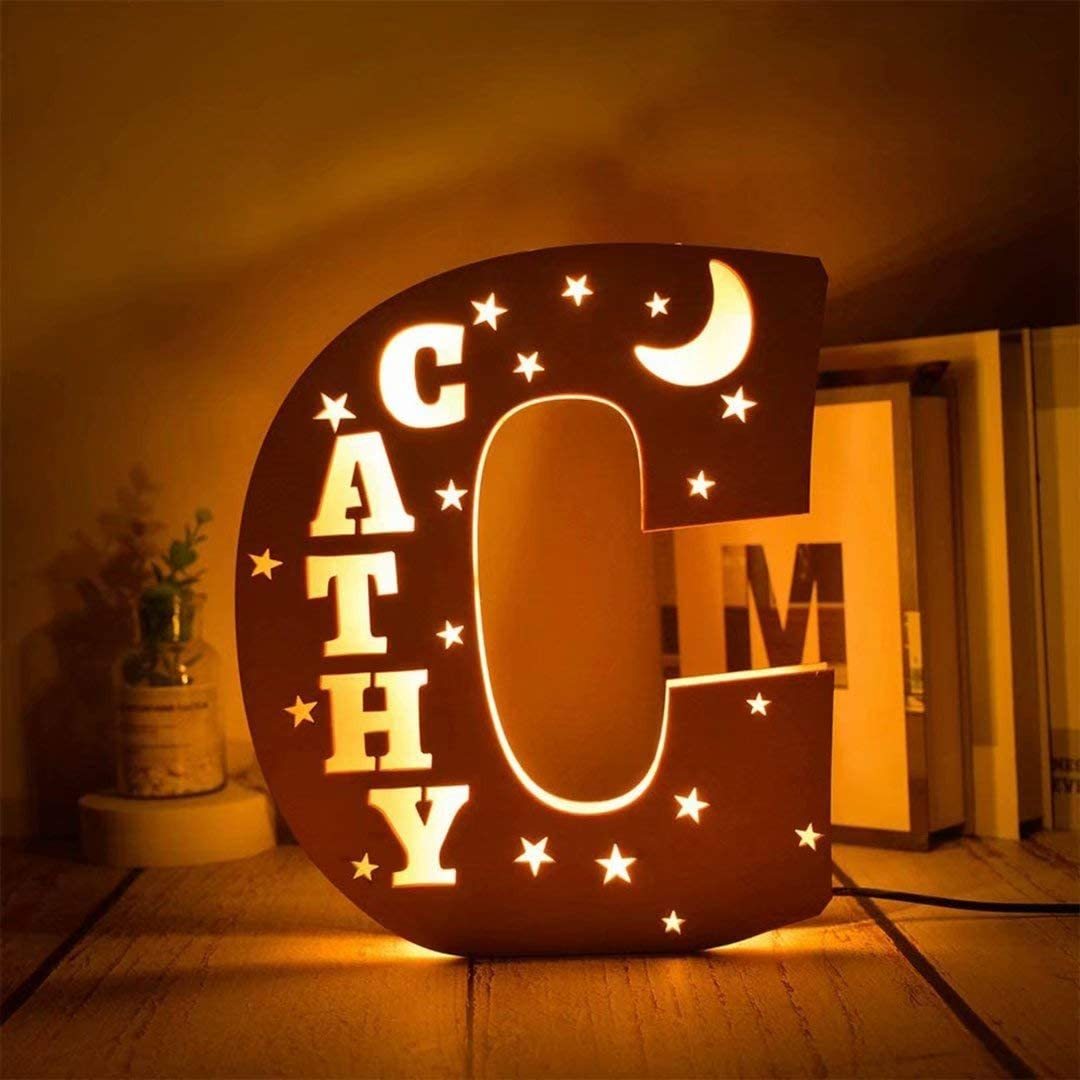 Lámpara 3D Ilusión Luz de Noche LED 26 Letras con 1 nombre personalizado-Jessemade ES