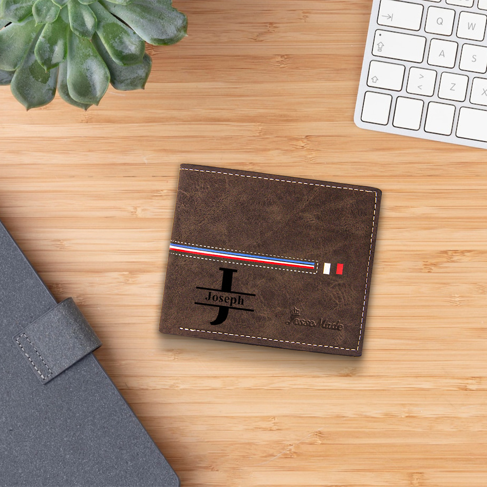 Cartera, billetera personalizada con 1 foto, 1 nombre y 1 letra monedero para hombre-Jessemade ES