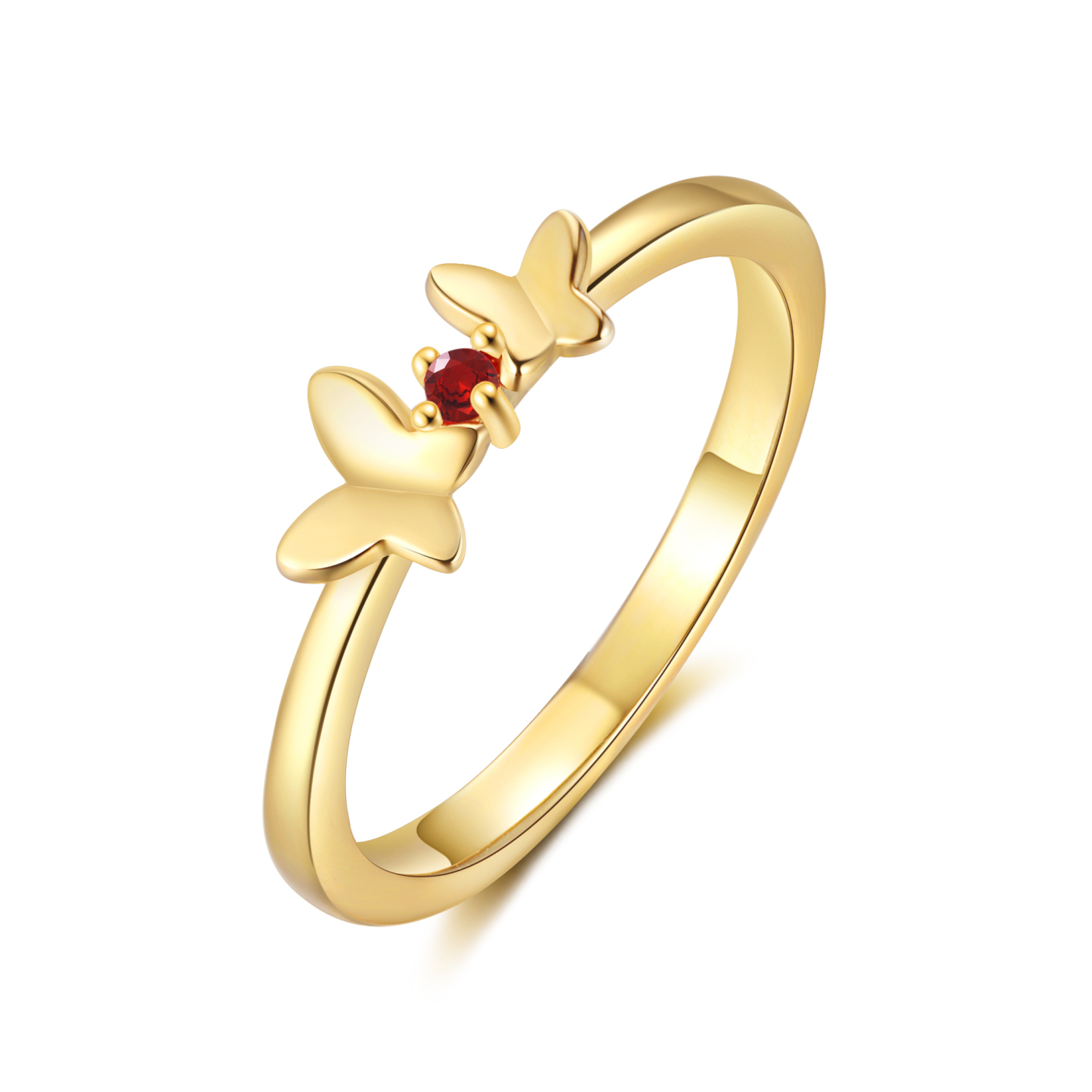 Anillo de mariposa personalizado con 1 piedra de nacimiento anillo familia-Jessemade ES