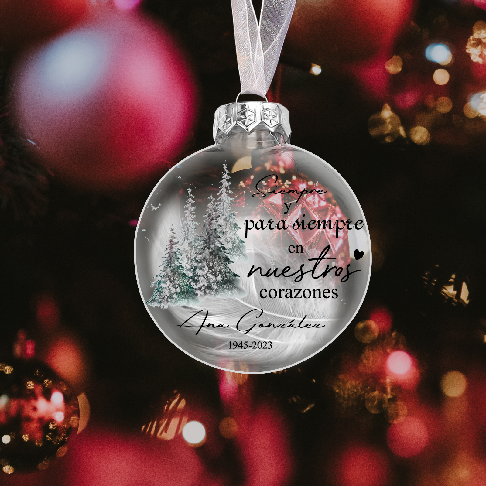 Bola navideña conmemorativa Adorno de Navidad 2 textos personalizados con pluma -Jessemade ES