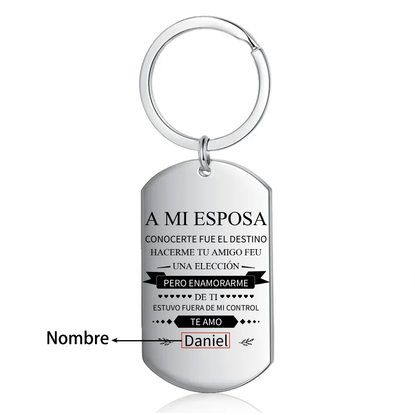Llavero a mi esposa para pareja "Te amo" 1 nombre personalizado-Jessemade ES