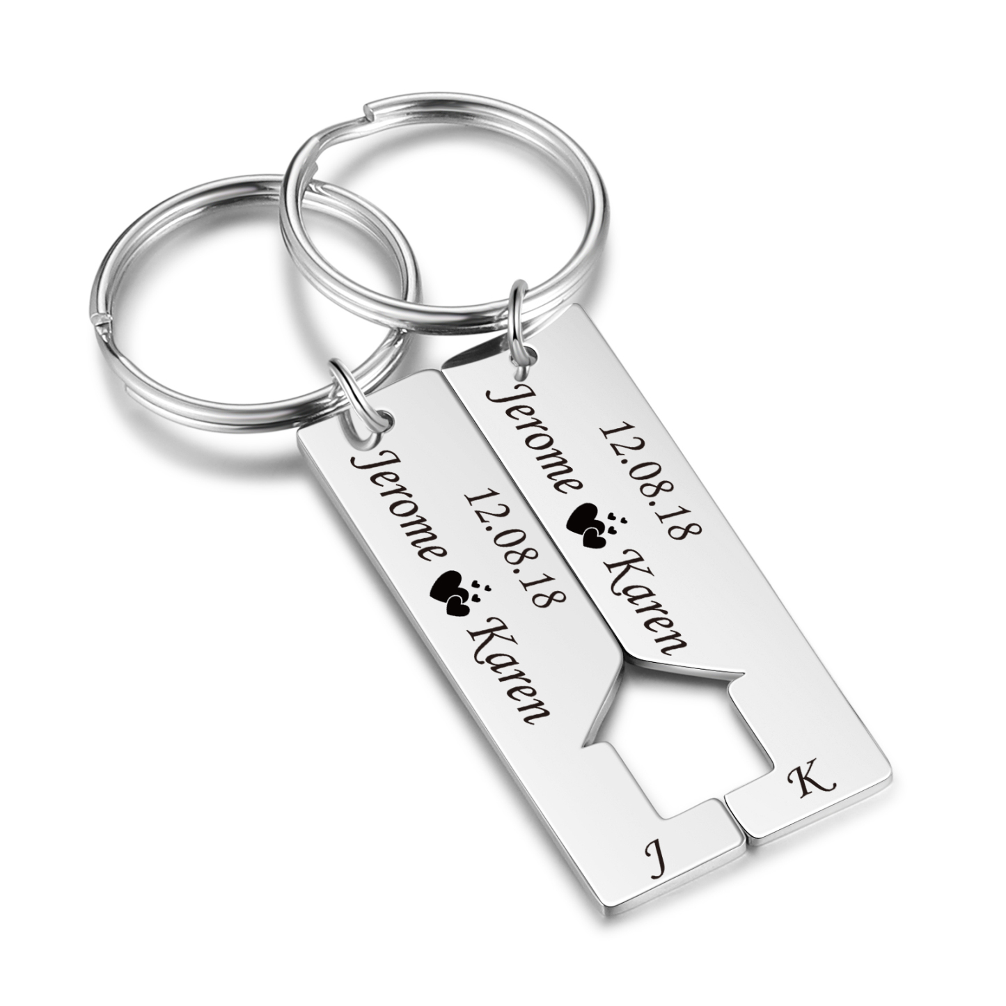 A mi querido-Llavero con casa encajada para pareja 2 nombres, 2 letras personalizadas con fecha-Jessemade ES