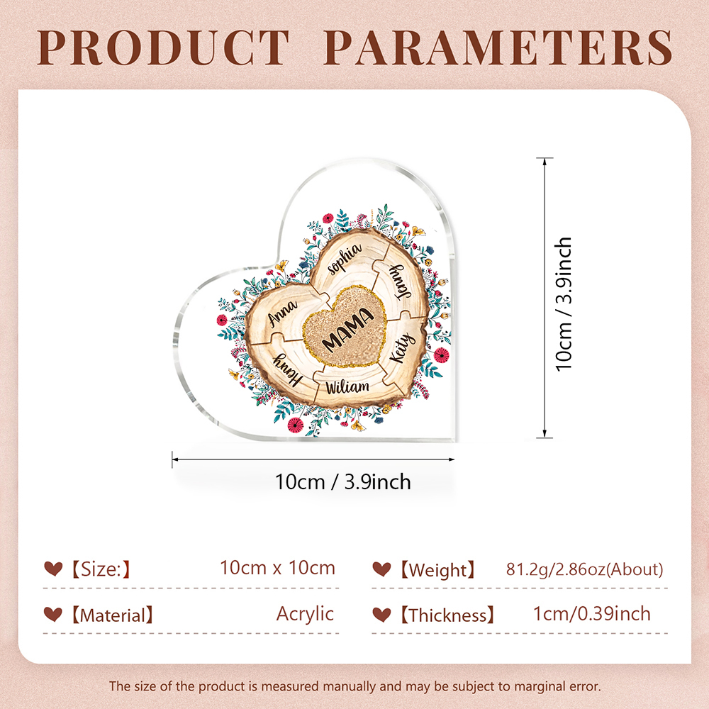 A mi mamá/abuela-Placa de acrílico "Corazones" en forma de corazón 7 nombres personalizados-Jessemade ES
