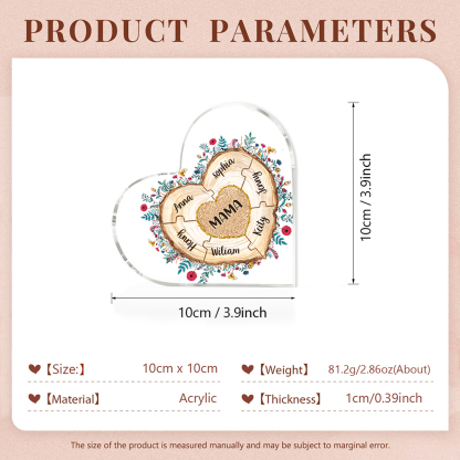 A mi mamá/abuela-Placa de acrílico "Corazones" en forma de corazón 7 nombres personalizados-Jessemade ES