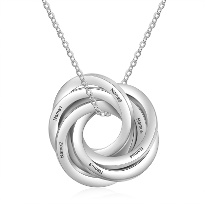 Collar de aros rusos personalizado con 6 nombres-Jessemade ES