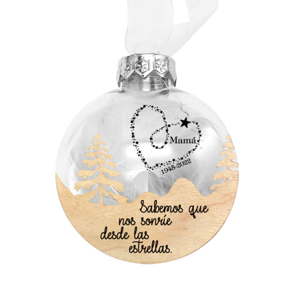 Bola navideña conmemorativa Adorno de Navidad nombre y años personalizados con pluma -Jessemade ES