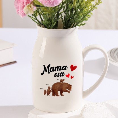 Florero de cerámica mamaosa y sus bebés 2-8 nombres personalizados con texto decoración del hogar-Jessemade ES