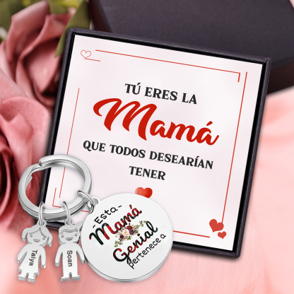 A mi mamá - Llavero 1-5 Nombres Personalizado con Charms de Niños-Jessemade ES
