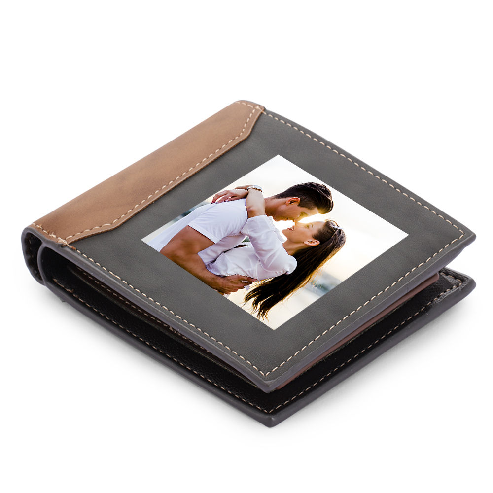 Cartera, billetera personalizada con 1 foto, 1 nombre y 1 letra monedero para hombre-Jessemade ES