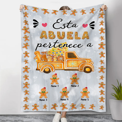 A mi abuela-Manta de buen calidad de Navidad hombres de jengibre personalizada con 5 nombres-Jessemade ES