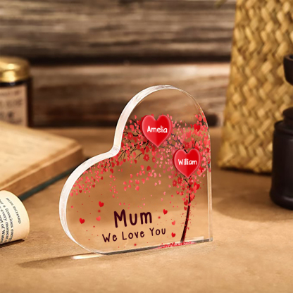 A mi mamá/abuela-Placa de acrílico "Corazones" en forma de corazón 2 nombres y 1 texto personalizados-Jessemade ES