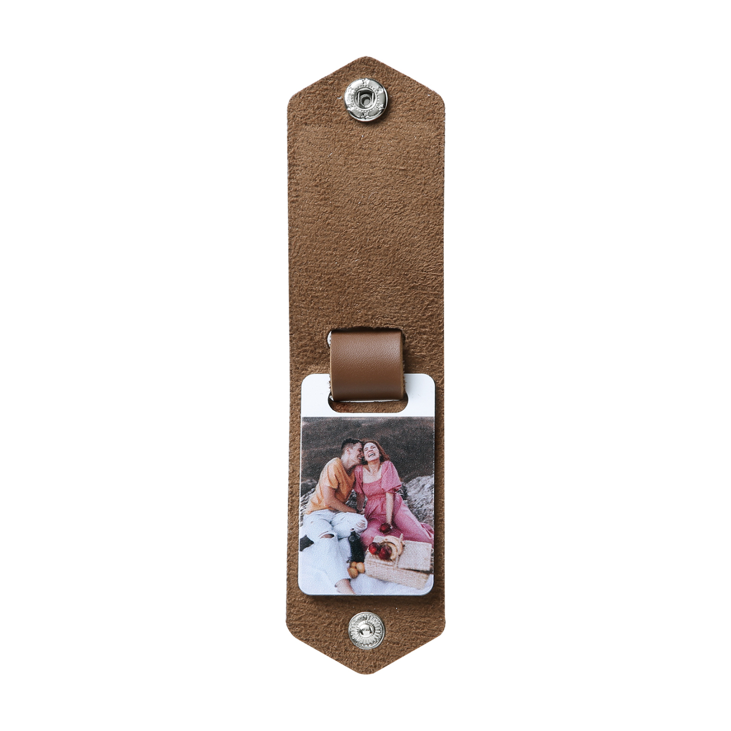 Llavero para pareja de cuero personalizado con texto y foto-Jessemade ES