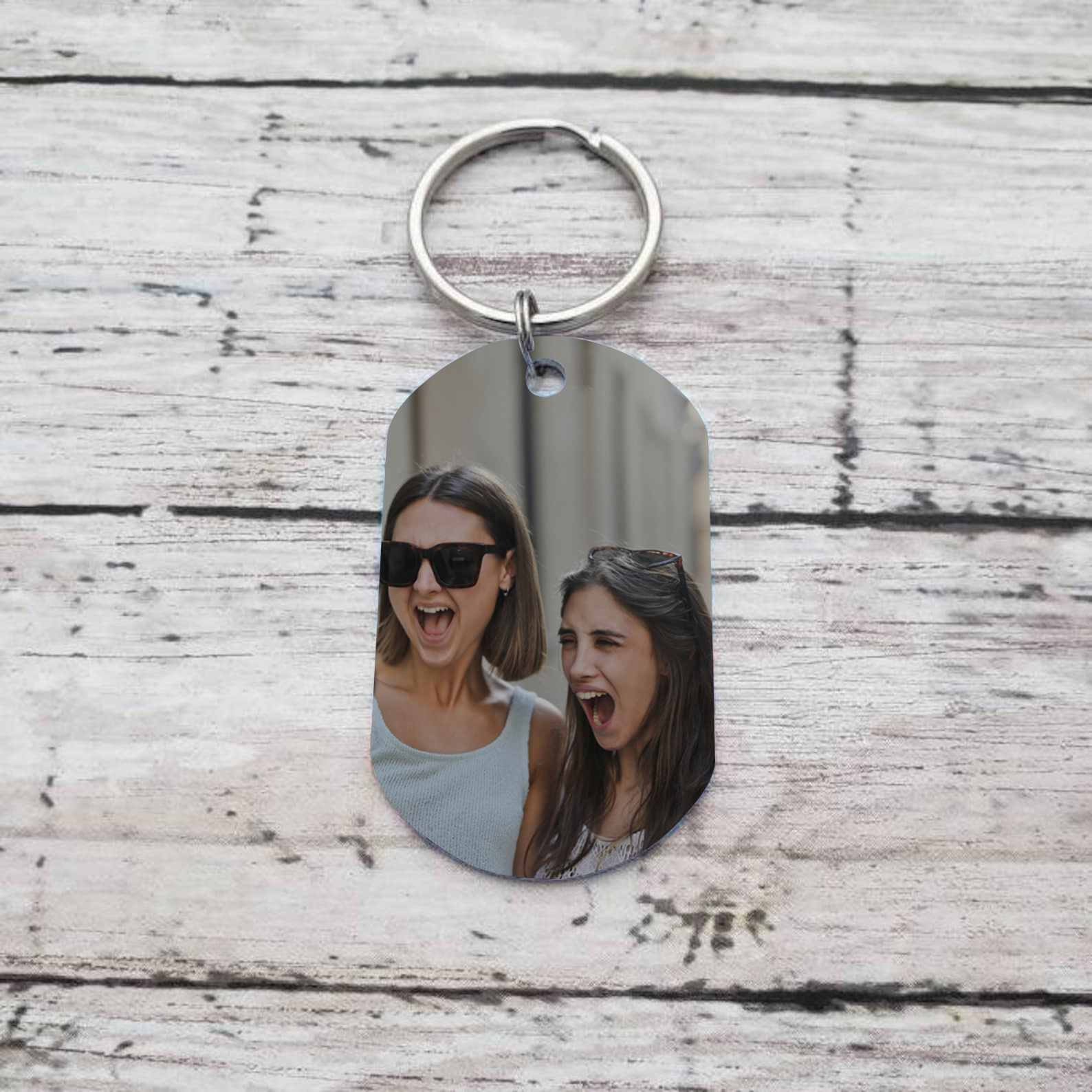 A mi amiga/hermana - Llavero con 2 nombres personalizados con foto-Jessemade ES