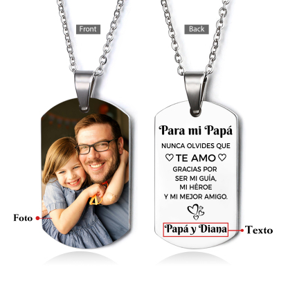 A MI PAPÁ-Collar de placa personalizada con texto y foto-Jessemade ES