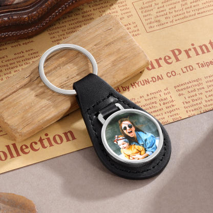 A mi mamá - Llavero de cuero personalizado con 1 foto-Jessemade ES