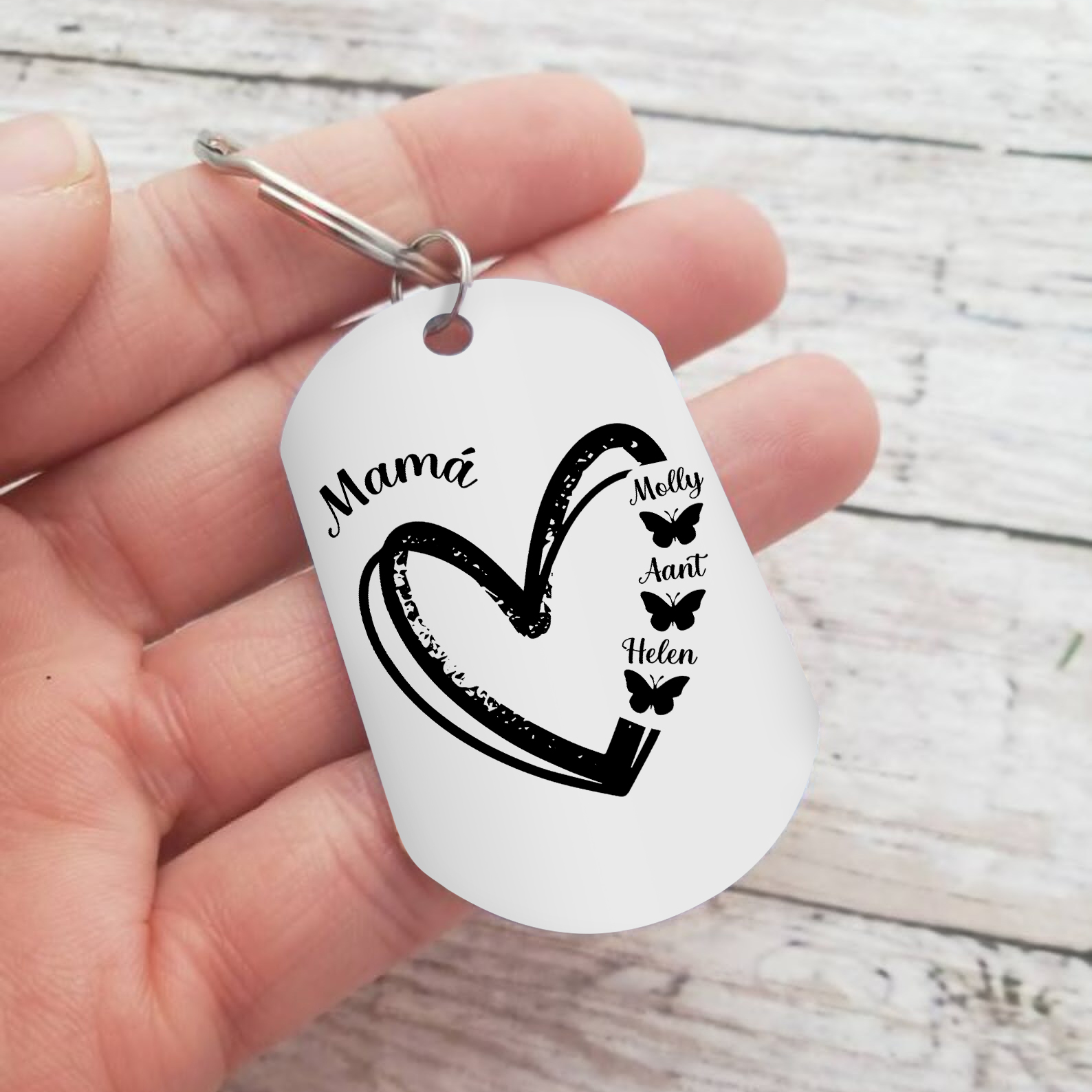 A mi mamá-Llavero 1-6 Nombres Personalizados CORAZÓN Y MARIPOSAS-Jessemade ES