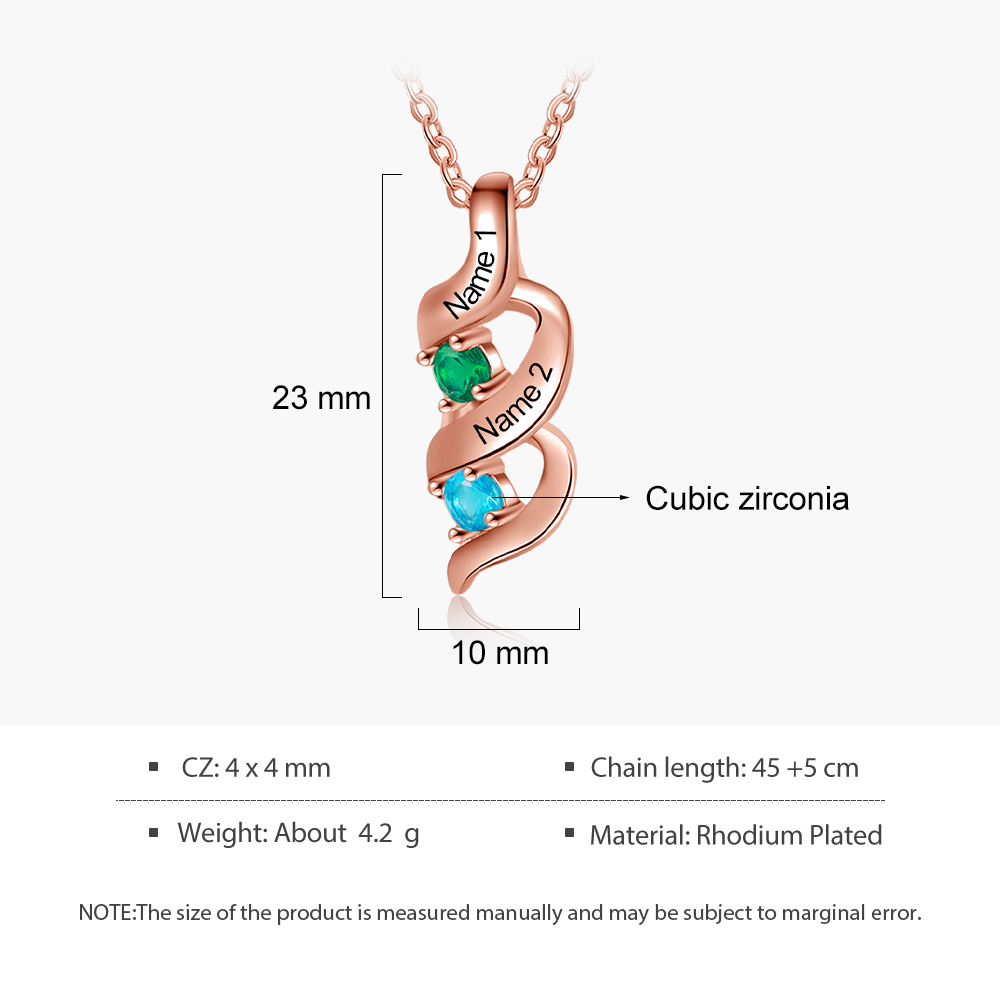 Collar de DNA 2-7 nombres y piedras personalizados-Jessemade ES