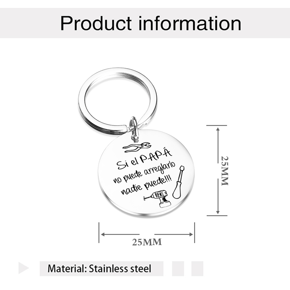 A mi papá-Llavero de placa redonda "papá arreglar todo"-Jessemade ES