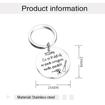 A mi papá-Llavero de placa redonda "papá arreglar todo"-Jessemade ES