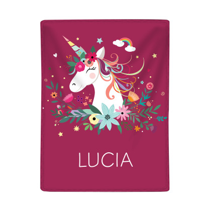 Manta de buen calidad con Unicornio personalizada con 1 nombre-Jessemade ES