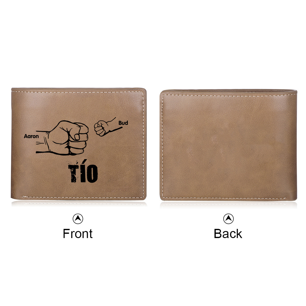 A mi tío-Cartera 2-5 nombres y foto personalizados billetera clásica puño a puño -Jessemade ES