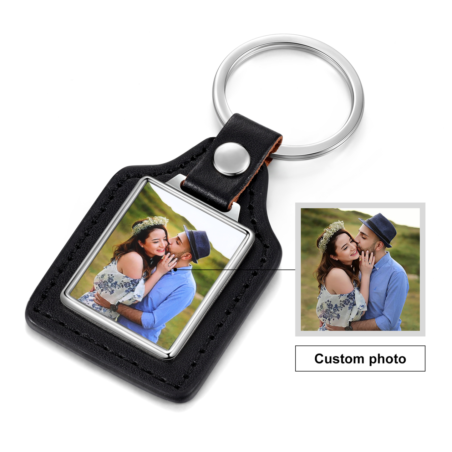 A mi mamá - Llavero de cuero personalizado con 1 foto-Jessemade ES