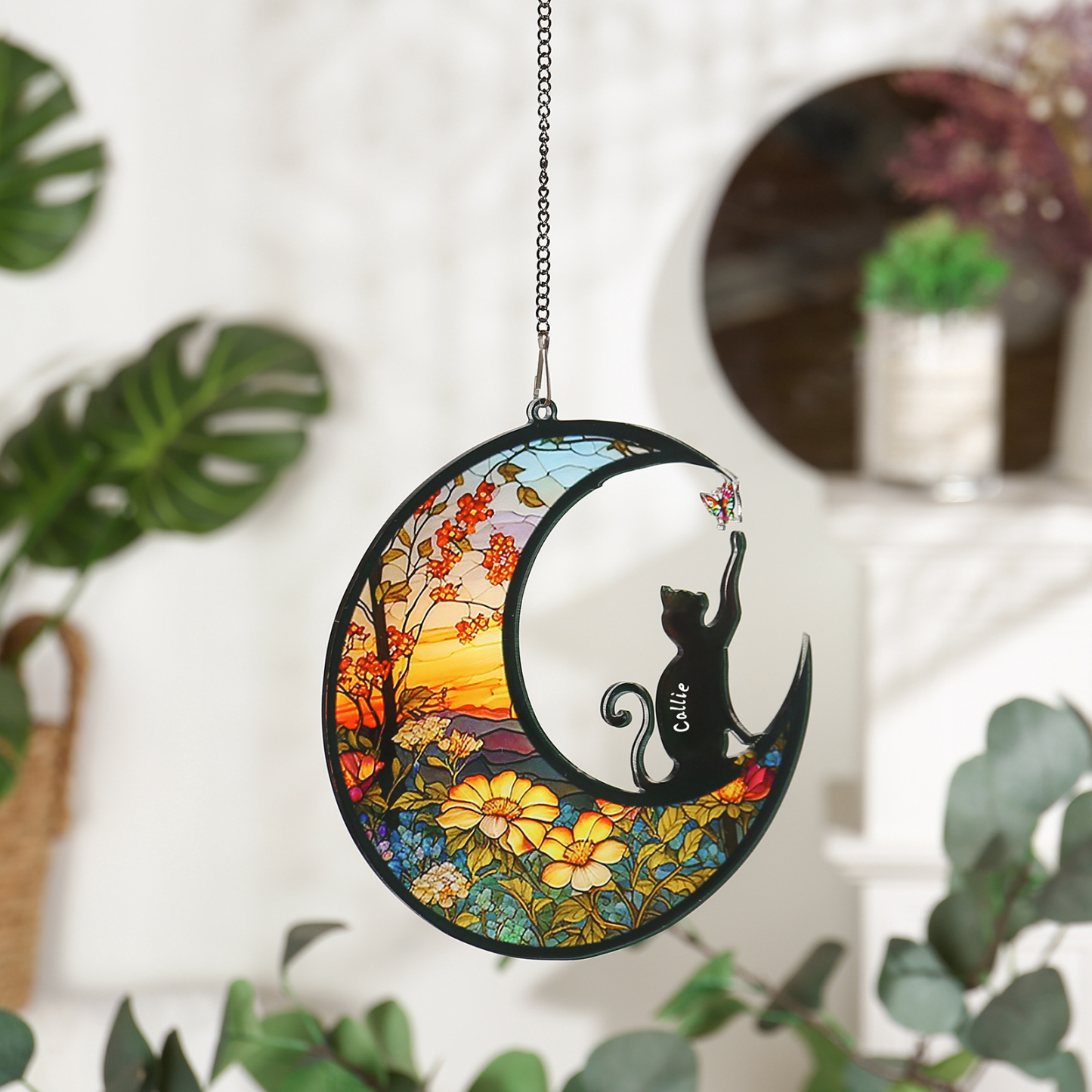 Navidad-Silueta de Perro o Gato Ornamento Navideño 1 nombre personalizado