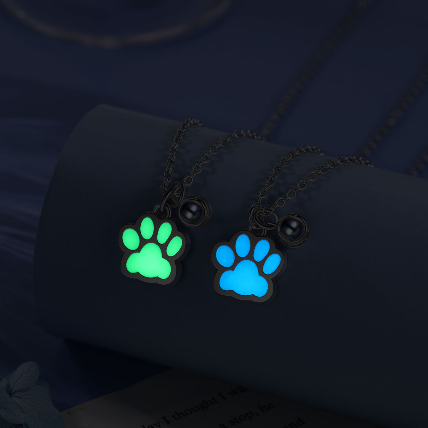 Collar para pareja de pata fluorescente con proyección de foto en color-Jessemade ES