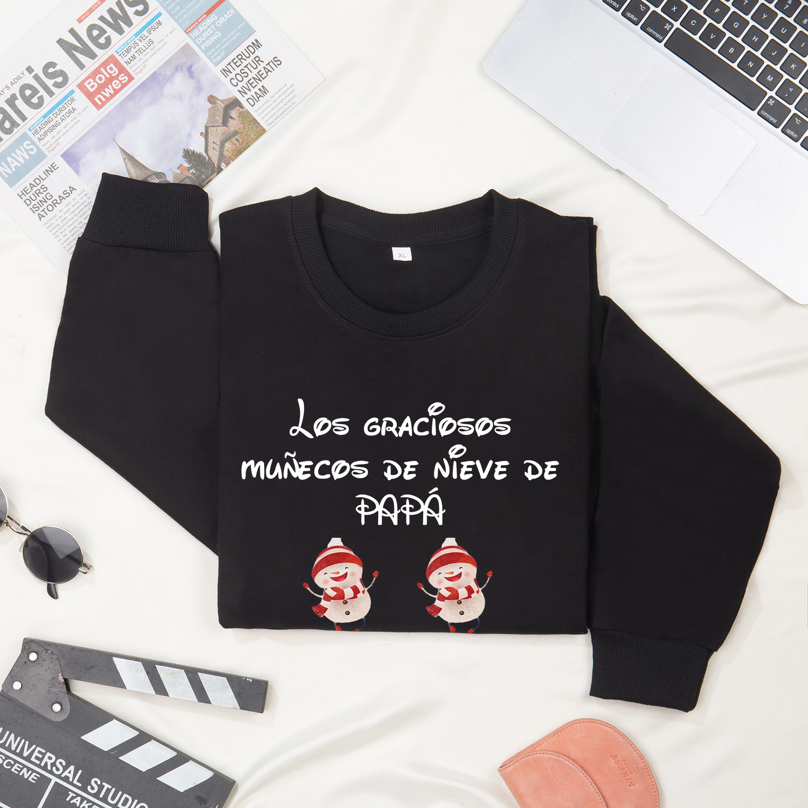 Familia-Sudadera "Muñecos de nieve" 3 nombres personalizados-Jessemade ES