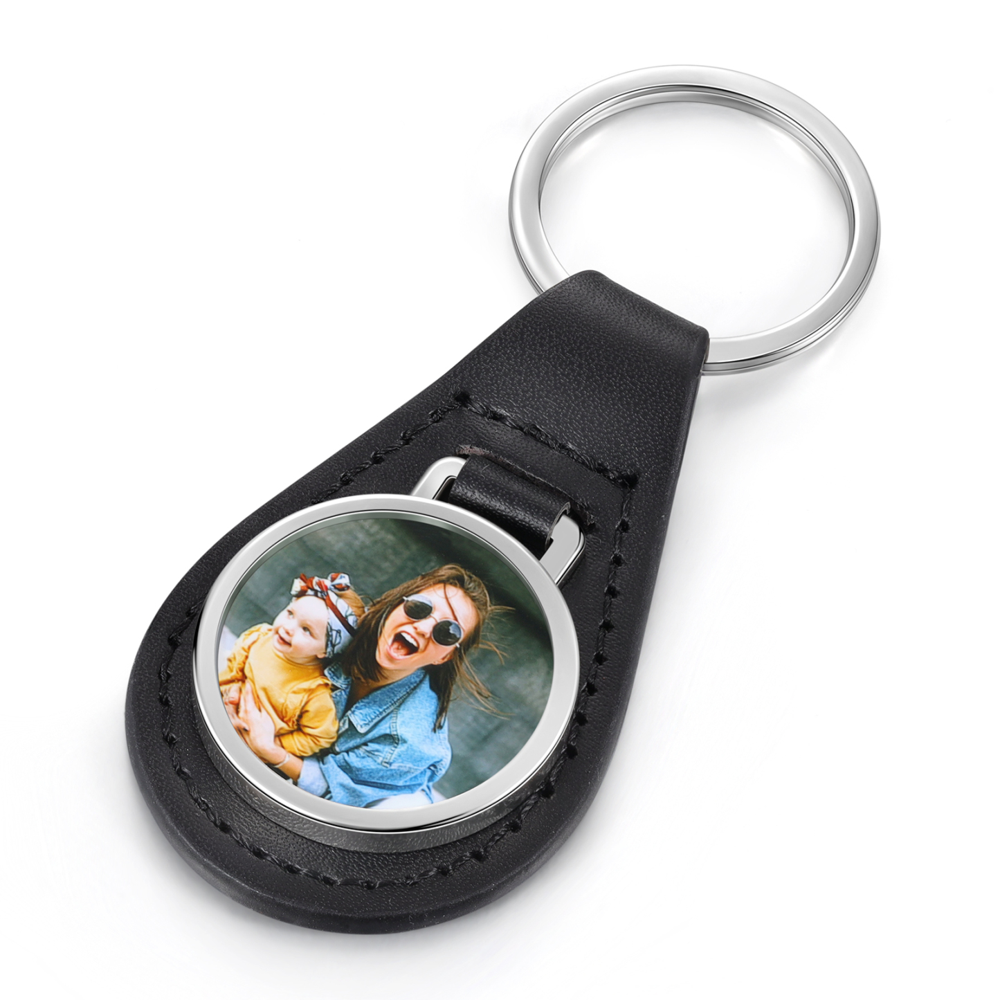 A mi mamá - Llavero de cuero personalizado con 1 foto-Jessemade ES