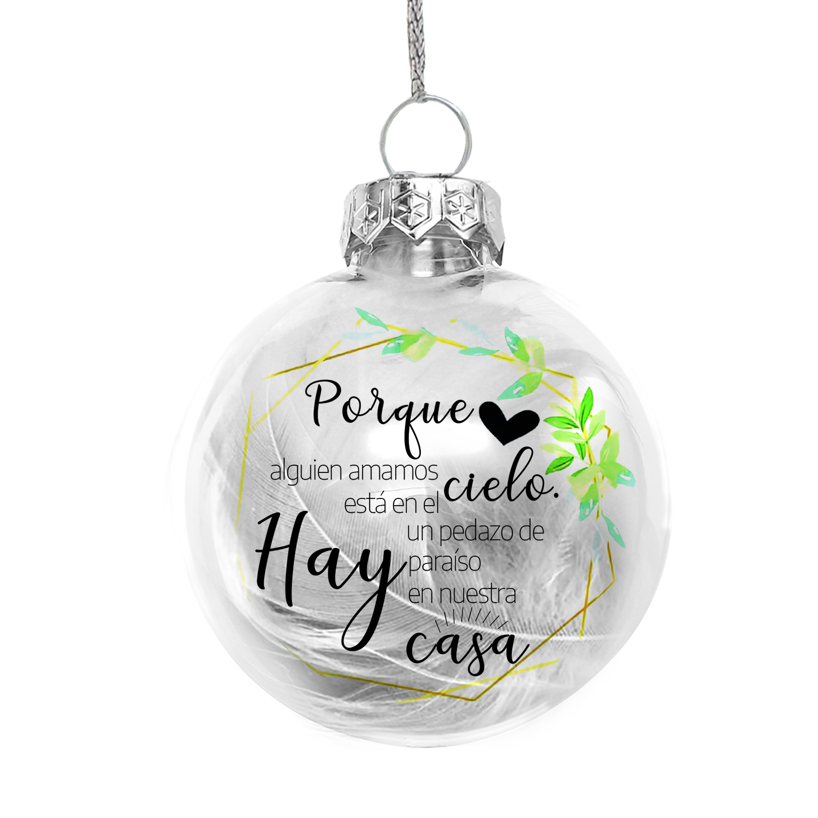 Bola navideña conmemorativa Adorno de Navidad con pluma -Jessemade ES