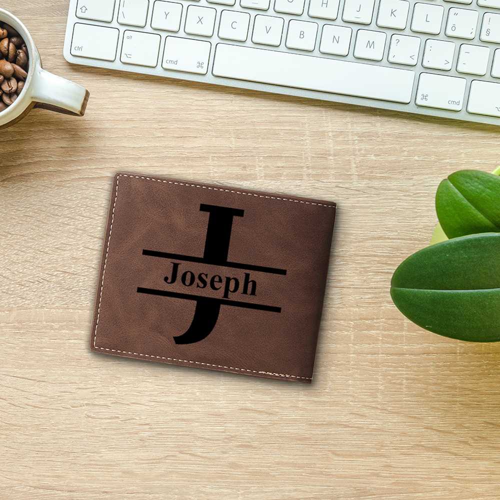Cartera, billetera personalizada con 1 foto, 1 nombre y 1 letra monedero para hombre-Jessemade ES