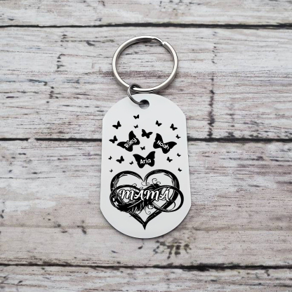 A mi mamá-Llavero 2-6 Nombres Personalizados CORAZÓN Y MARIPOSAS-Jessemade ES