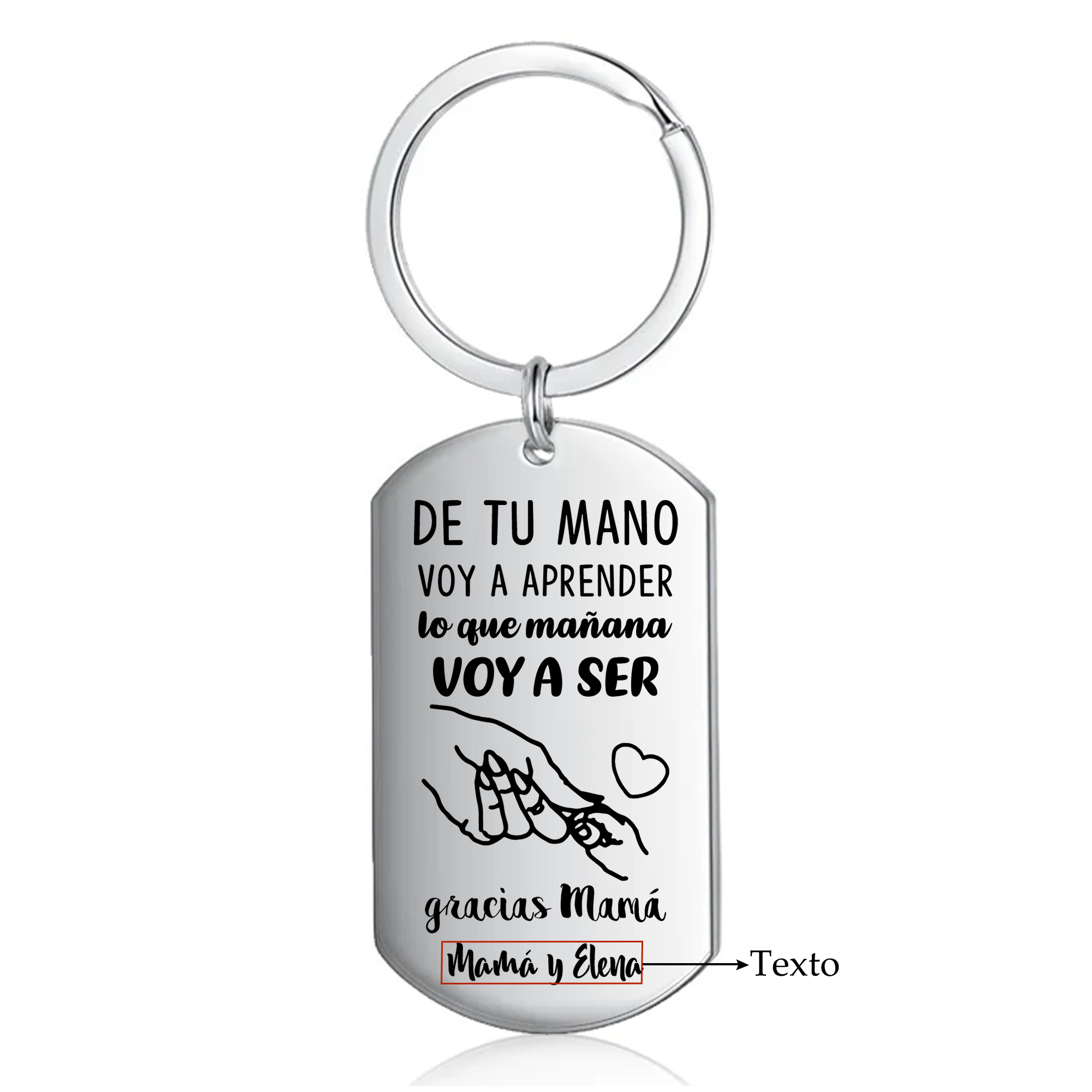 A mi mamá - Llavero 1 Texto Personalizado DE TU MANO VOY A APRENDER-Jessemade ES