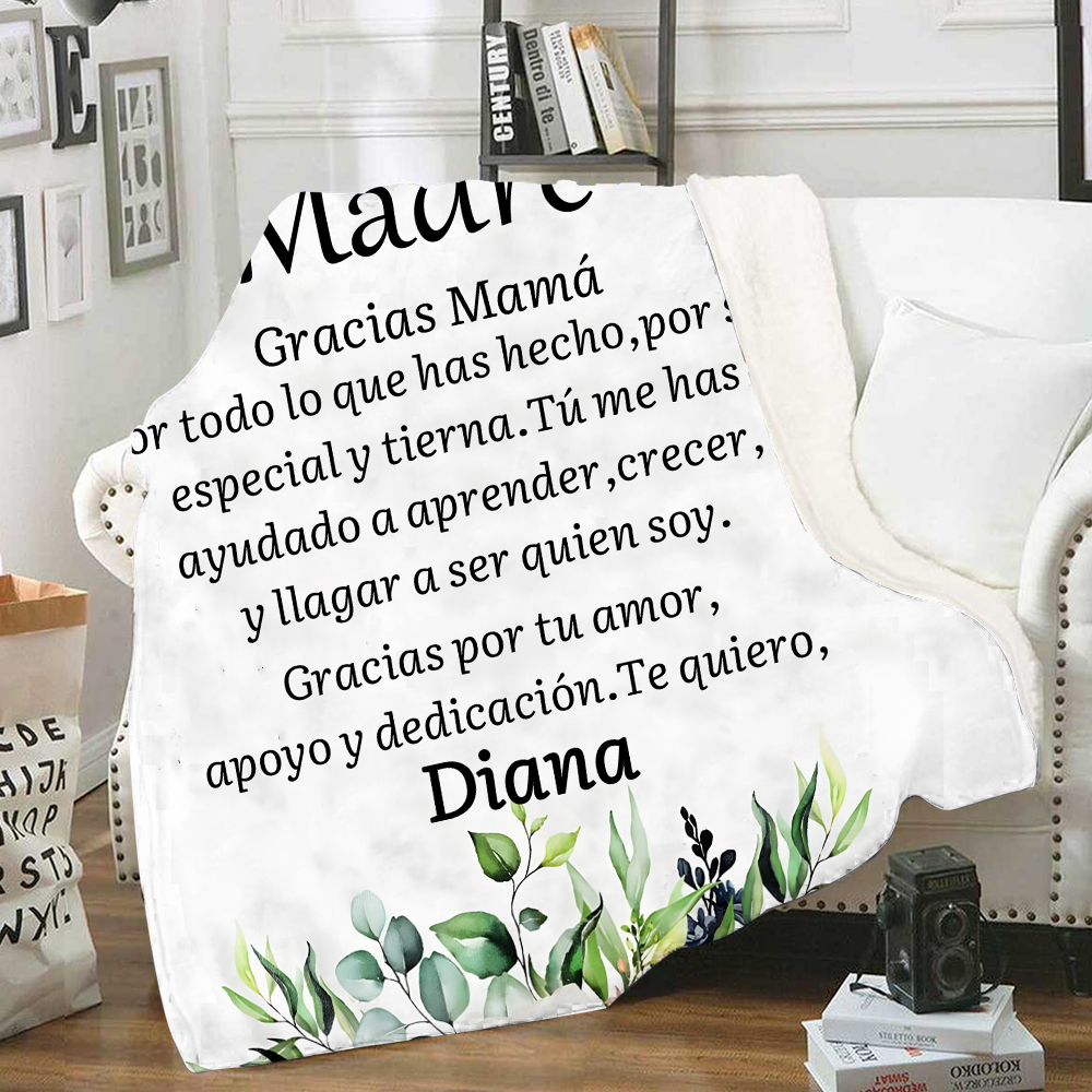 A mi mamá-Manta de buen calidad con frase amoroso y personalizada con 1 nombre-Jessemade ES