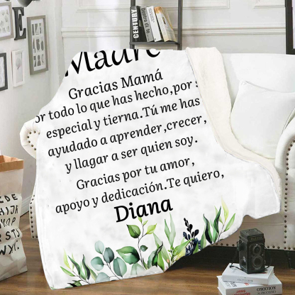 A mi mamá-Manta de buen calidad con frase amoroso y personalizada con 1 nombre-Jessemade ES