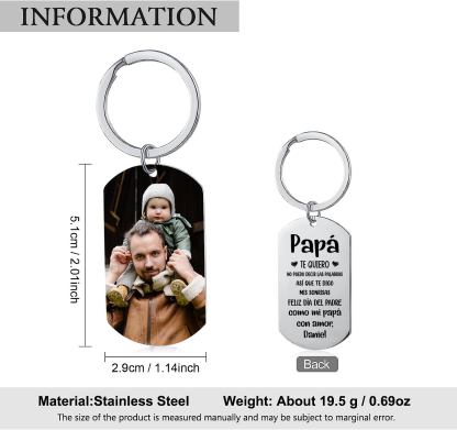 A mi papá-Llavero Personalizado FELIZ DÍA DEL PADRE 1 Nombre y 1 Foto-Jessemade ES