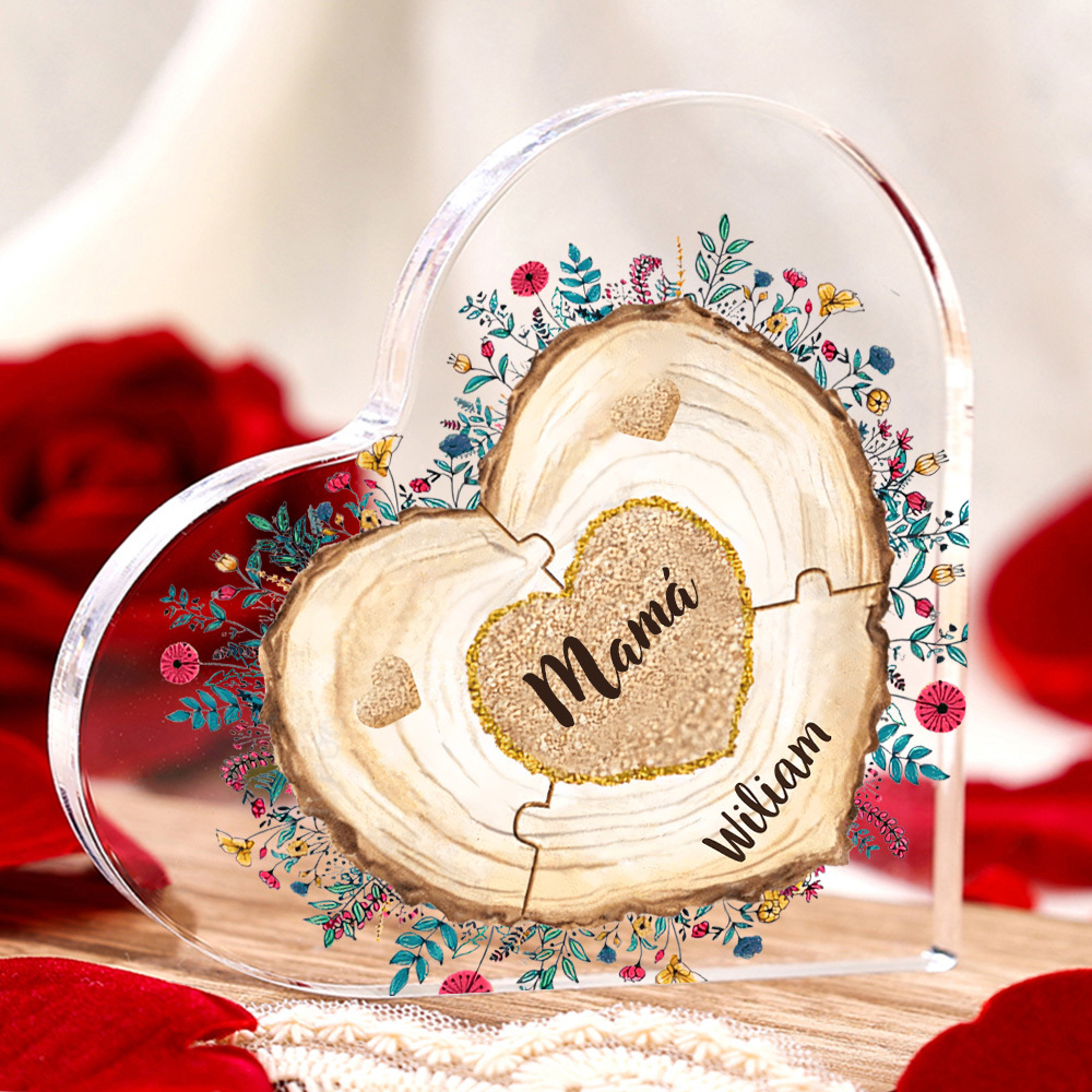 A mi mamá/abuela-Placa de acrílico "Corazones" en forma de corazón 2 nombres personalizados-Jessemade ES