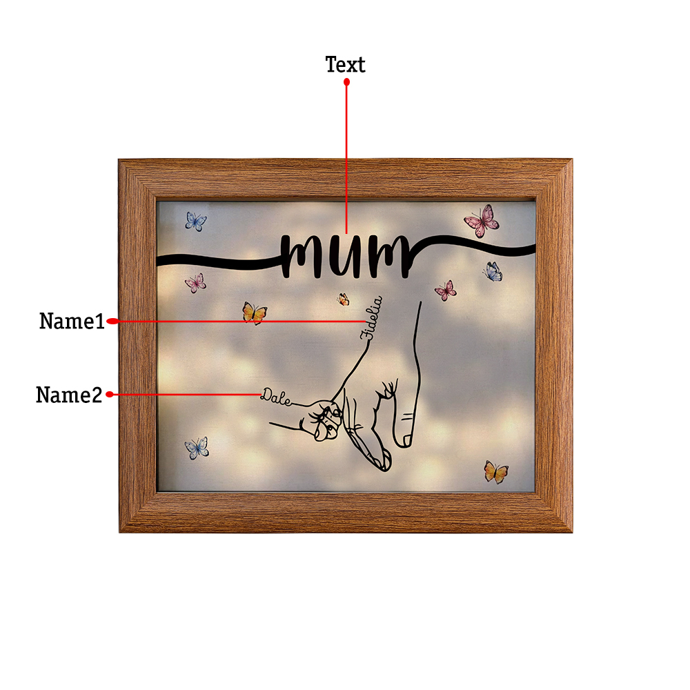 A mi mamá-Marco de 2-7 nombres y 1 texto personalizados de madera-Jessemade ES