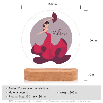 Lámpara Ilusión 3D Luz de Noche LED Danzante de Flamenco con Nombre Personalizado-Jessemade ES