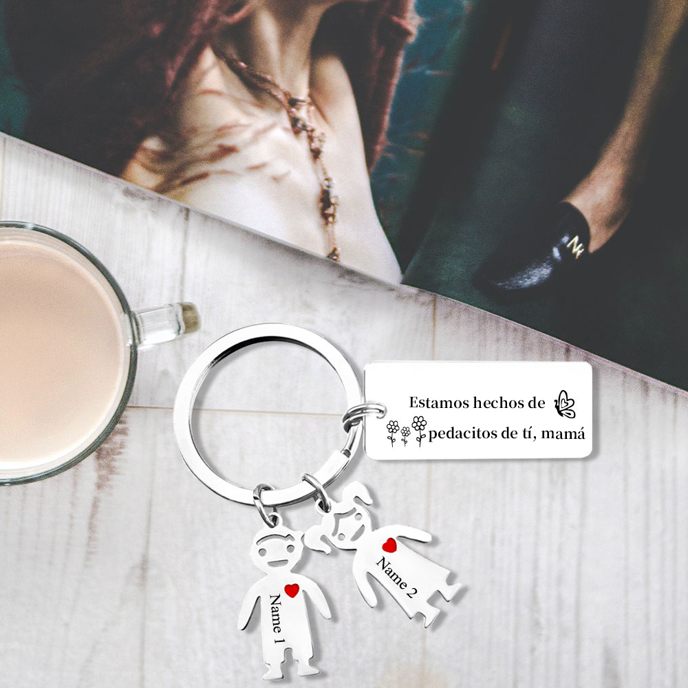 A mi mamá - Llavero 1-6 Nombres Personalizado con Charms de Niños-Jessemade ES