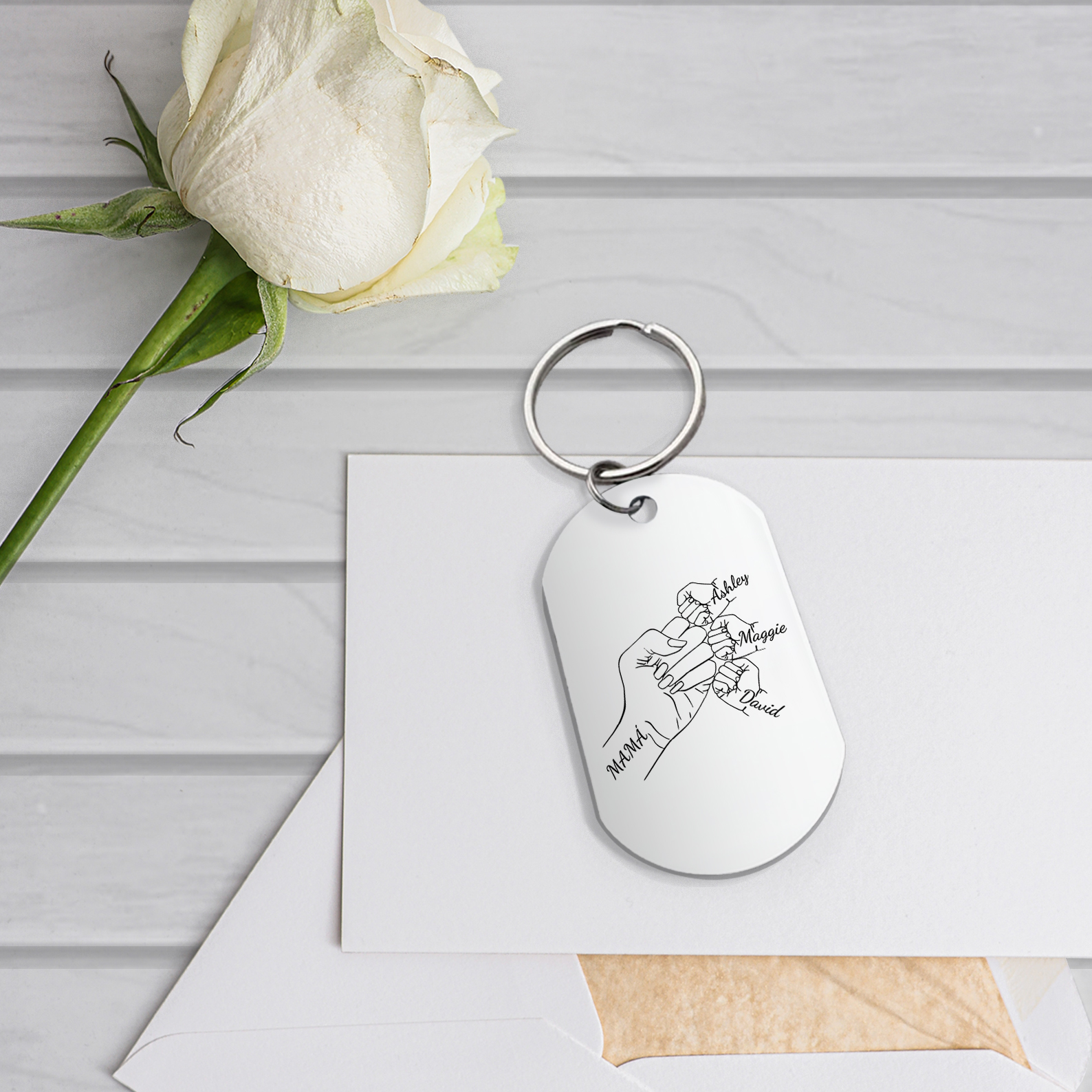 A mi mamá-Llavero 1-4 Nombres Personalizados "PUÑO CON PUÑO"-Jessemade ES