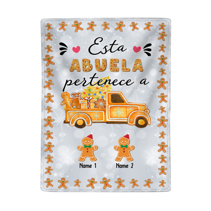 A mi abuela-Manta de buen calidad de Navidad hombres de jengibre personalizada con 2 nombres-Jessemade ES