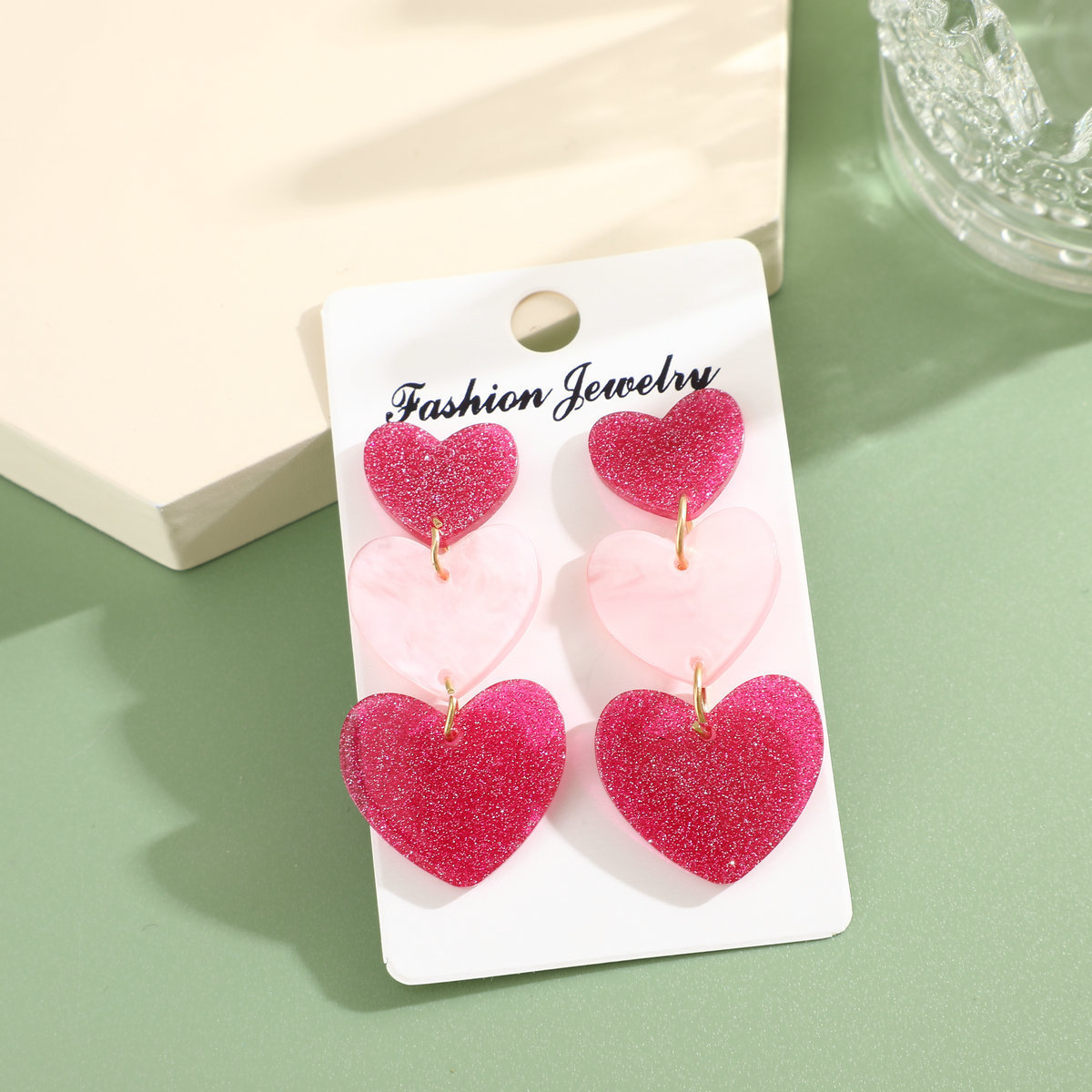 San Valentín-Pendientes de tres corazones-Jessemade ES
