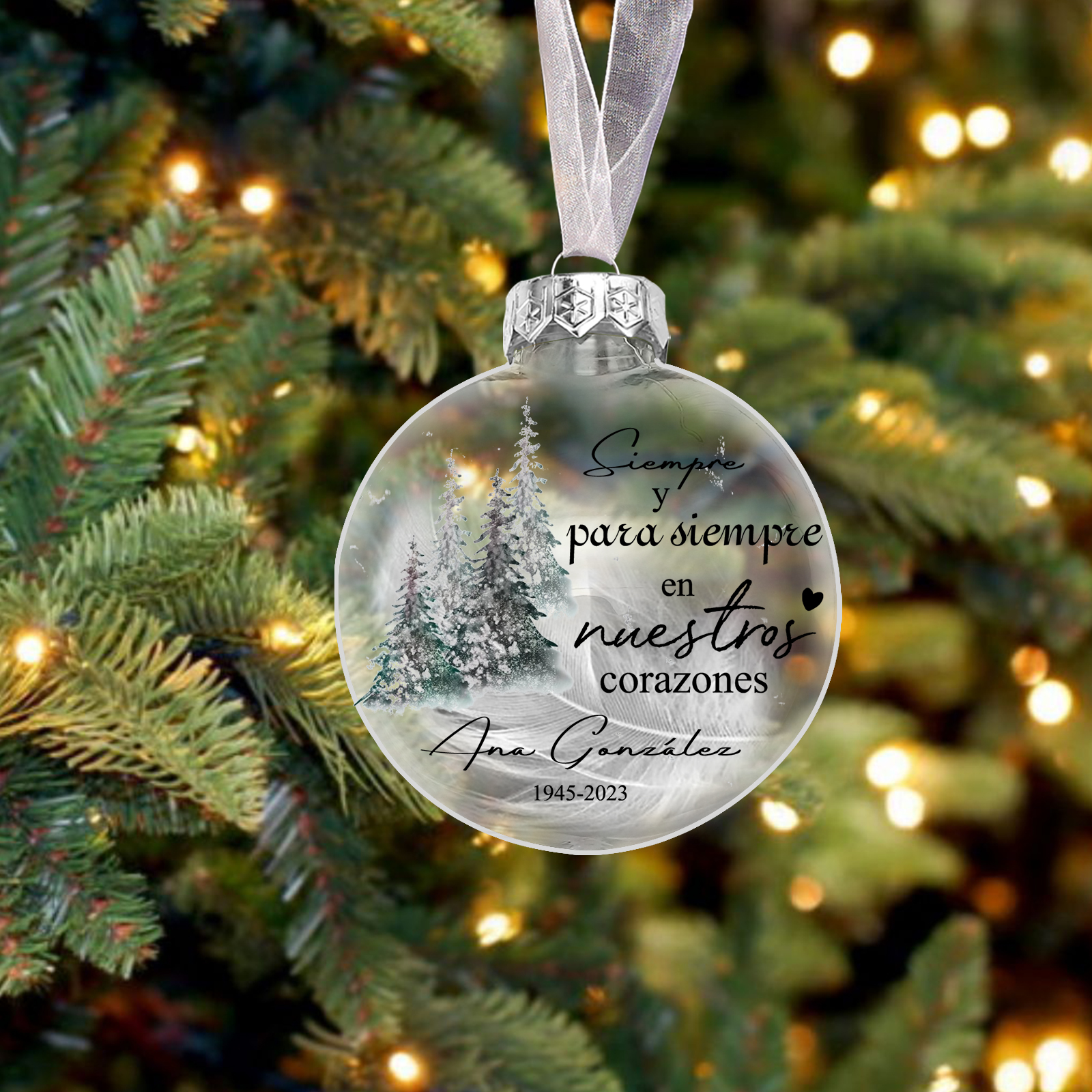 Bola navideña conmemorativa Adorno de Navidad 2 textos personalizados con pluma -Jessemade ES