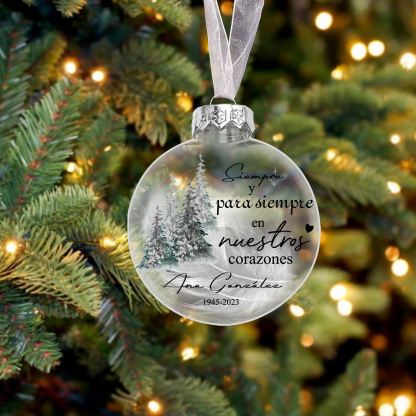Bola navideña conmemorativa Adorno de Navidad 2 textos personalizados con pluma -Jessemade ES