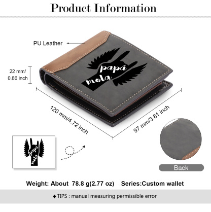 A mi papá-Cartera, billetera clásica 1 texto personalizado para hombre monedero-Jessemade ES