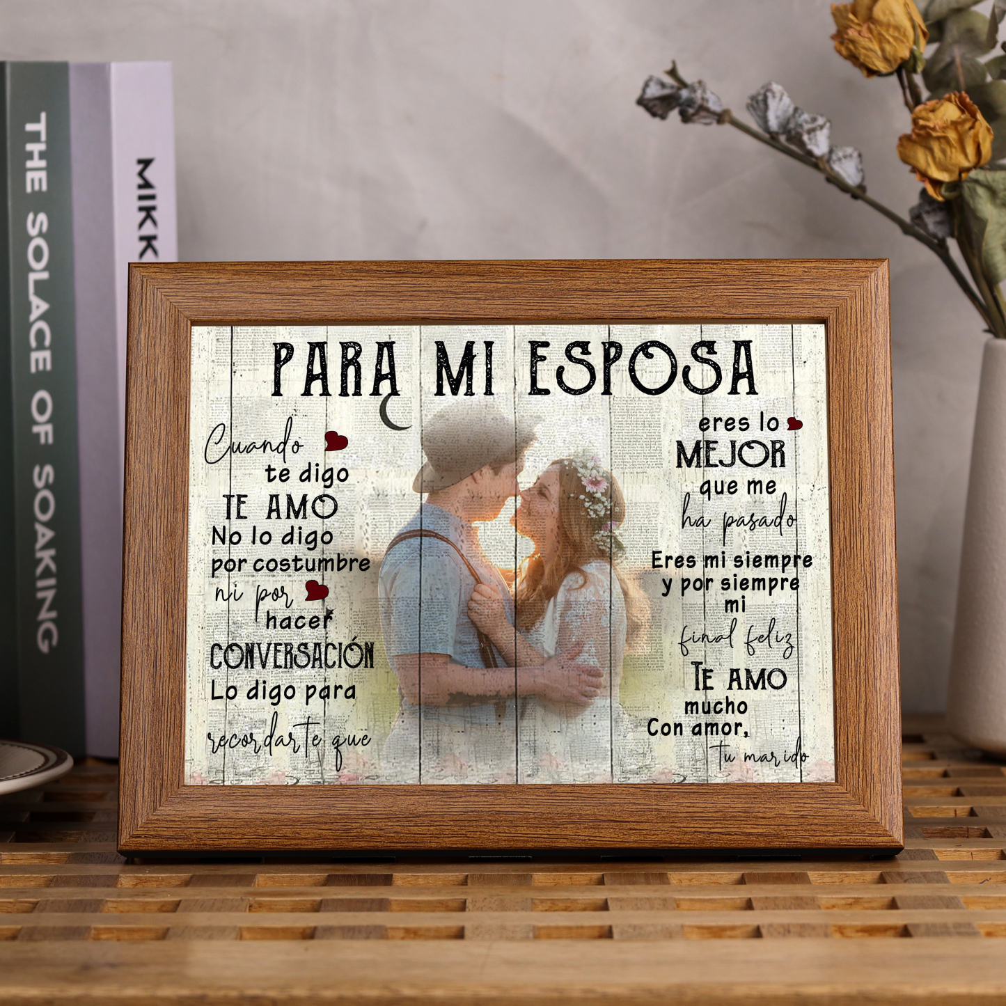 Para mi esposa-Marco de madera de 1 foto personalizada-Jessemade ES